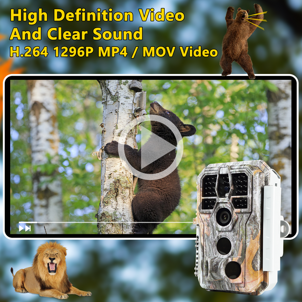 Trail Game Wildlife Cameras 32MP 1296P Video 100ft Night Vision 0.1S Trigger Motion Activated Waterproof Animal Hunting Field Cams | A280