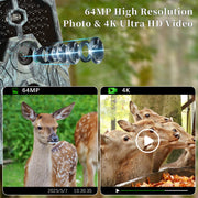 4K WIFI Trail Camera 64MP 100ft Night Vision Motion Activated 0.1S Trigger Speed No Glow Waterproof for Wildlife Observing & Backyard Security A106W
