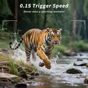 4K WIFI Trail Camera 64MP 100ft Night Vision Motion Activated 0.1S Trigger Speed No Glow Waterproof for Wildlife Observing & Backyard Security A106W