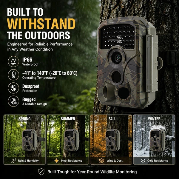 2-Pack Trail & Game Camera 64MP 4K  No-Glow Night Vision 100ft 0.1s Trigger Speed Waterproof for Wildlife Observing & Backyard Security | T306 Dark Camouflage