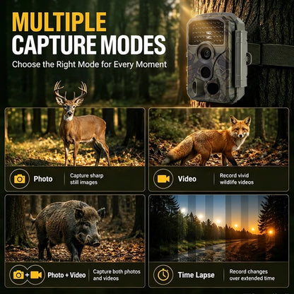 2-Pack Trail & Game Camera 64MP 4K  No-Glow Night Vision 100ft 0.1s Trigger Speed Waterproof for Wildlife Observing & Backyard Security | T306 Dark Camouflage
