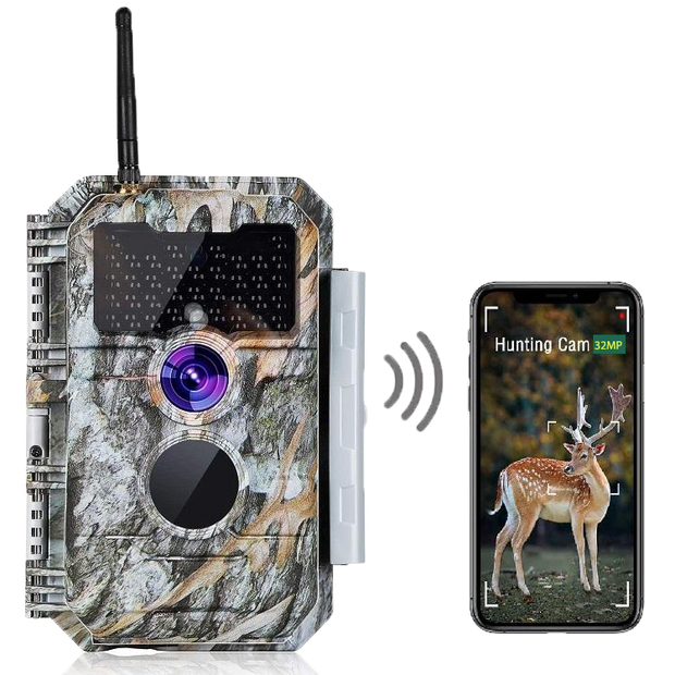 Wireless Bluetooth WiFi Game Trail Camera with 32MP 1296P Video Night Vision No Glow Motion Activated for Deer Wildlife Hunting, Home Security | A600