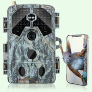 4K WIFI Trail Camera 64MP 100ft Night Vision Motion Activated 0.1S Trigger Speed No Glow Waterproof for Wildlife Observing & Backyard Security A106W