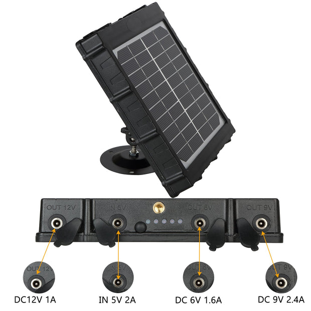 Solar Panel Kit with 8000mAH Rechargeable Lithium Battery Output 12V/6V/9V for Wildlife Trail Cameras, Sports Action Camera and Network Cameras | BL8000
