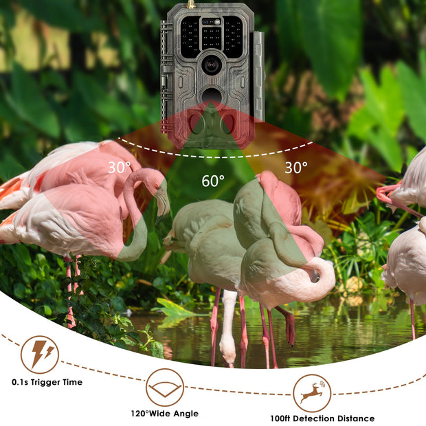 Blazevideo 390GA Red 4G LTE Cellular Trail Camera 48MP 1296P Night Vision Motion Activated No Glow Waterproof