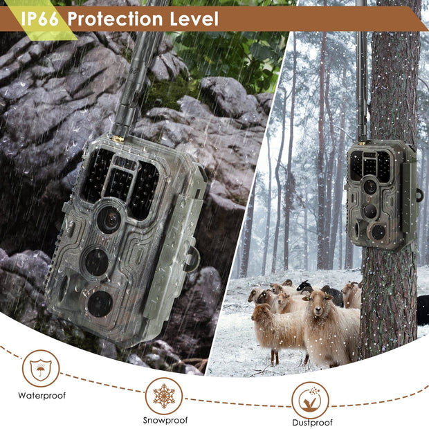 Blazevideo 390GA Red 4G LTE Cellular Trail Camera 48MP 1296P Night Vision Motion Activated No Glow Waterproof