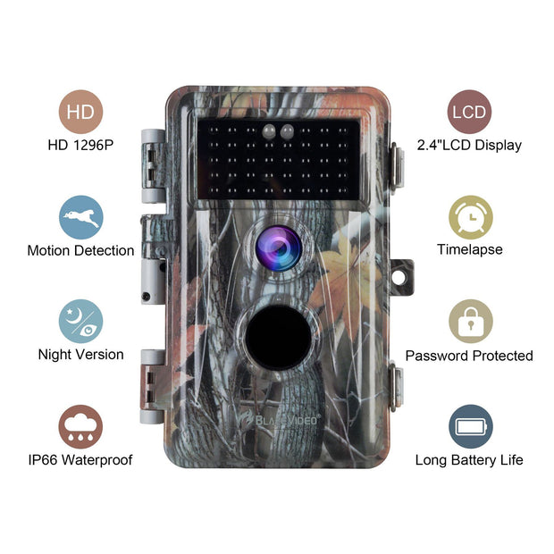 5-Pack Game Trail & Farm Field Tree Cams for Wildlife Deer Hunting 24MP 1296P H.264 Video No Flash Night Vision Motion Activated Waterproof.