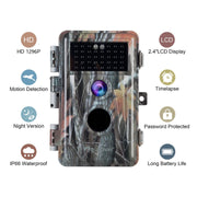 4-Pack Trail Game Cams for Wildlife Animal Hunting and Home Security 24MP 1296P H.264 Video No Flash Night Vision Motion Activated Waterproof.