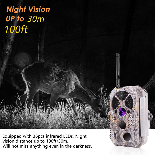 2-Pack WIFI Trail Cameras 32MP Photo 1296P HD Video for Outdoor Wildlife Hunting & Home Security Night Vision Motion Activated Waterproof | A350W