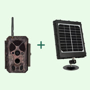 Bundle of Solar Panel and Bluetooth WIFI Trail Cameras 32MP 1296P with Night Vision Motion Activated Waterproof | A350W Red