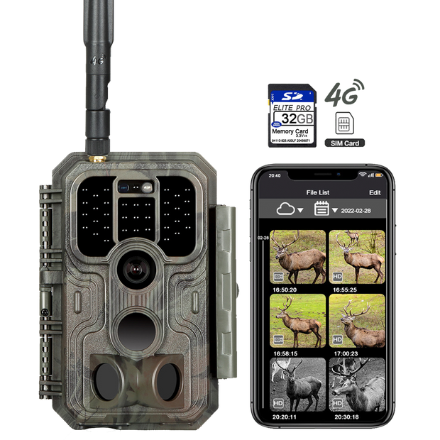 Blazevideo 390GA Red 4G LTE Cellular Trail Camera 48MP 1296P Night Vision Motion Activated No Glow Waterproof