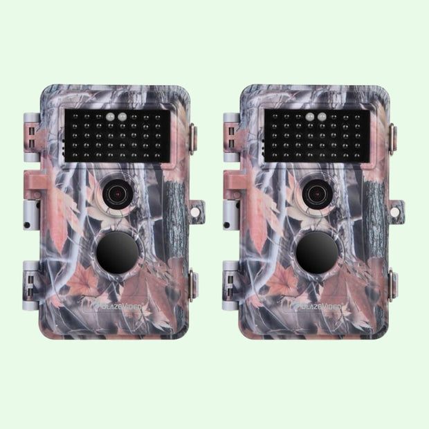 2-Pack Trail Wildlife & Field Tree Animal Cameras 24MP 1296P H.264 Video Waterproof No Glow Infrared Motion Activated with Night Vision Time Lapse.