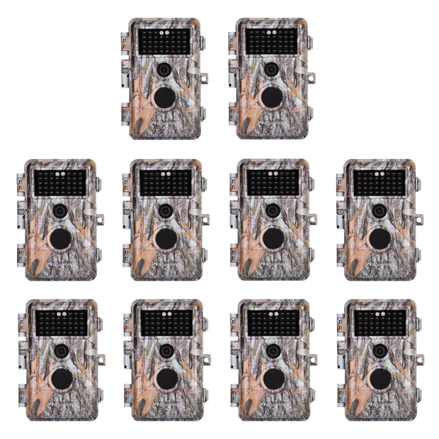 10-Pack Wildlife Trail & Game Field Farm Tree Cameras 32MP 1296P H.264 Video Night Vision No Glow Motion Activated Time Lapse & Time Stamp | A252
