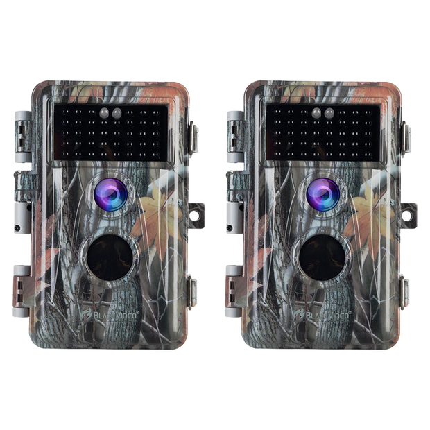 2-Pack Game & Wildlife Trail Cameras 24MP Photo 1296P HD Video with Night Vision Motion Activated Waterproof No Glow Time Lapse.