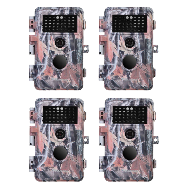 4-Pack Field Trail & Wildlife Animal Cameras Full HD 24MP 1296P H.264 Video Waterproof No Glow Motion Activated with Night Vision.