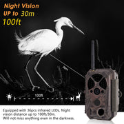 Bundle of Solar Panel and Bluetooth WIFI Trail Cameras 32MP 1296P with Night Vision Motion Activated Waterproof | A350W Red