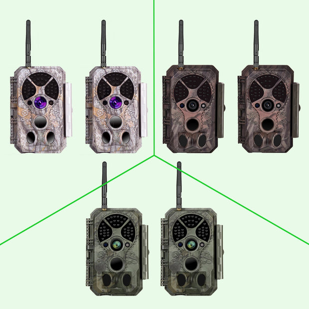 2-Pack Bluetooth Wireless WIFI Game Trail Cameras for Wildlife Observation & Home Backyard Security Night Vision Motion Activated Waterproof | A350W