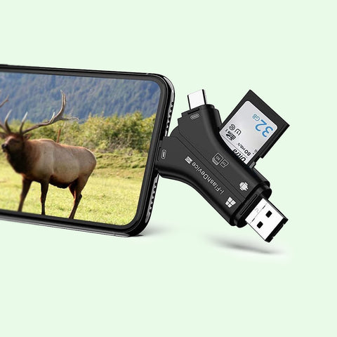 Game & Trail Camera Viewer SD Card Reader, Micro SD Memory Cardreader for Cell Phone to View Photos, Videos from Deer Hunting Cameras, Wildlife Cams.