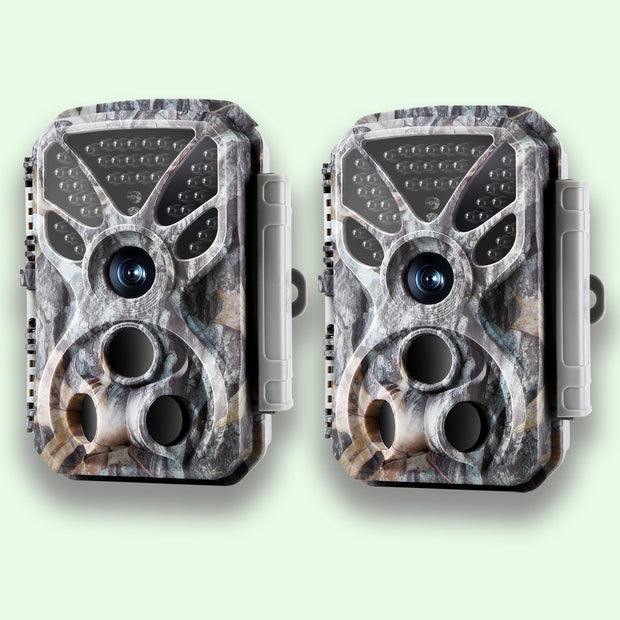 2-Pack 4K 2160P 30fps Video 32MP Photo Trail Camera with Audio and Motion Detector Night Vision up to 100ft, 0.1s Trigger Speed, Waterproof | T326 Grey