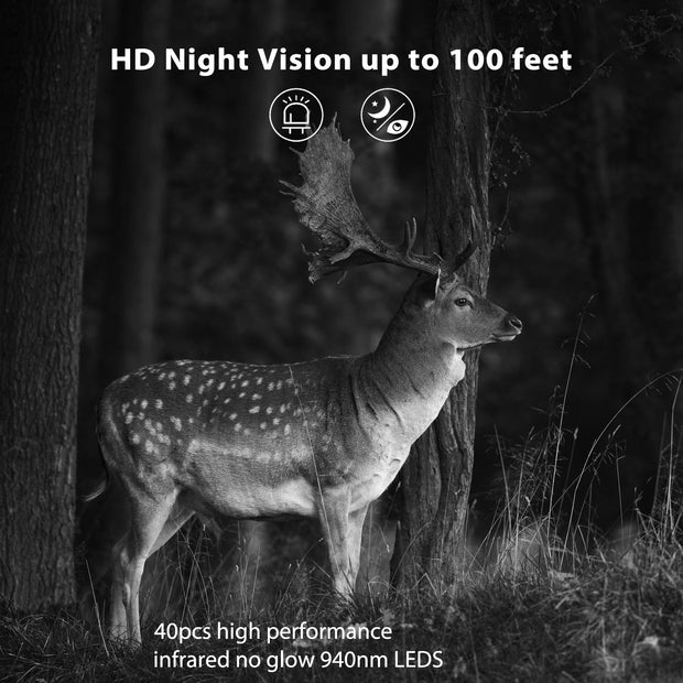 4K 2160P 30fps Video 32MP Photo Trail camera with audio and motion detector Night vision up to 100ft, 0.1s trigger speed, Waterproof | T326 Green
